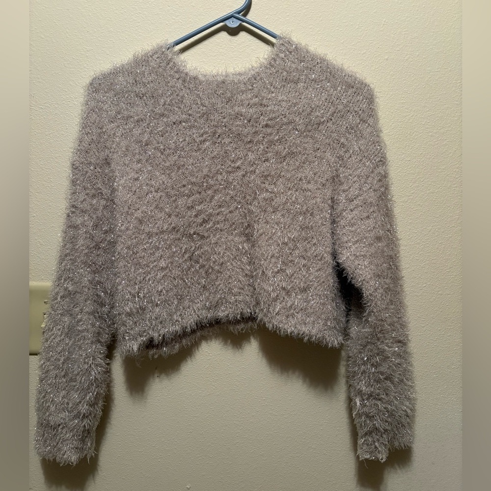 Art Class Metallic Cropped Sweater